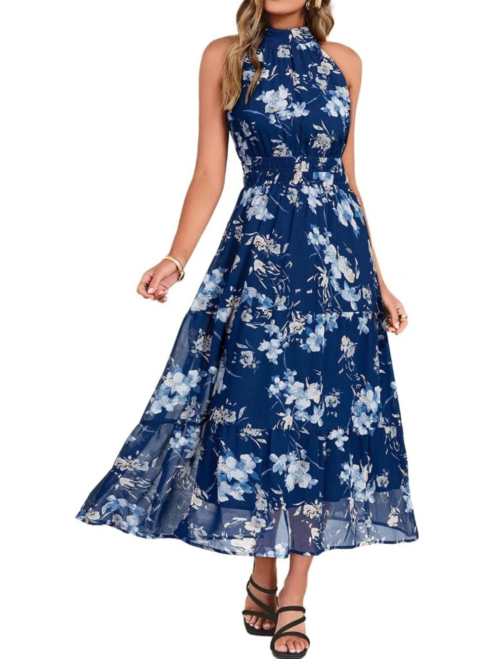 Women's Deep Blue Summer Vacation Boho Sundresses Formal Wedding Maxi Dresses